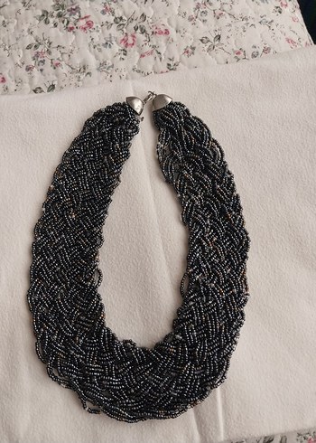 Uzun Siyah Boncuklu Bohem Kolye - Görsel 3