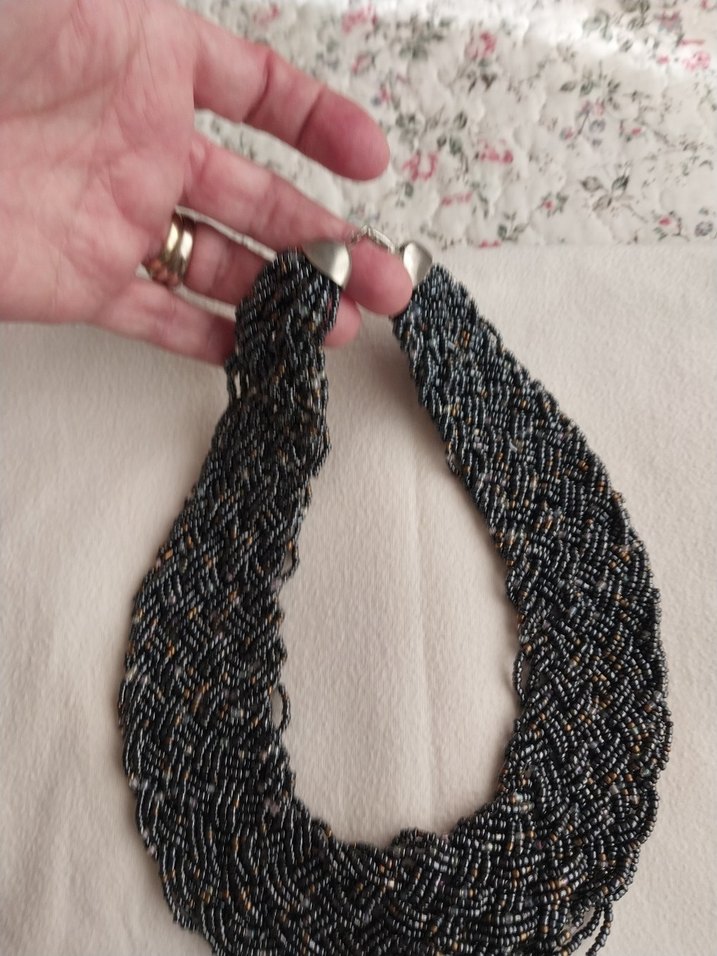 Uzun Siyah Boncuklu Bohem Kolye - Görsel 2