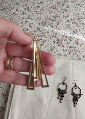 Bohem Tarz Kahverengi Boncuklu Küpe Seti - Görsel 2