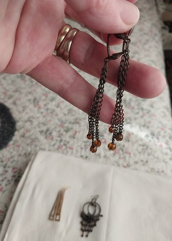 Bohem Tarz Kahverengi Boncuklu Küpe Seti - Görsel 4