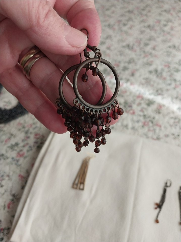 Bohem Tarz Kahverengi Boncuklu Küpe Seti - Görsel 3