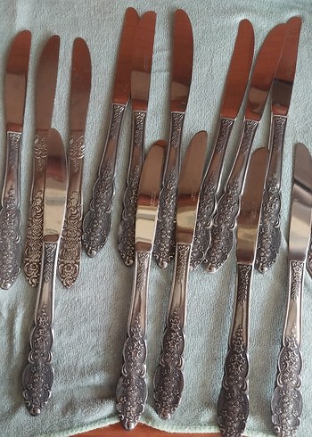 Parlak Gri Desenli Yemek Bıçağı Seti - Görsel 4