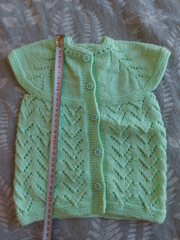 Kız Çocuk Bohem Örgü Yeşil Düğmeli Yelek - Görsel 2