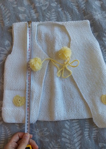 Beyaz Nakışlı Bohem Örgü Kız Yeleği - Görsel 2