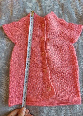 Kız Çocuk Pembe Örgü Kolsuz Hırka - Görsel 2