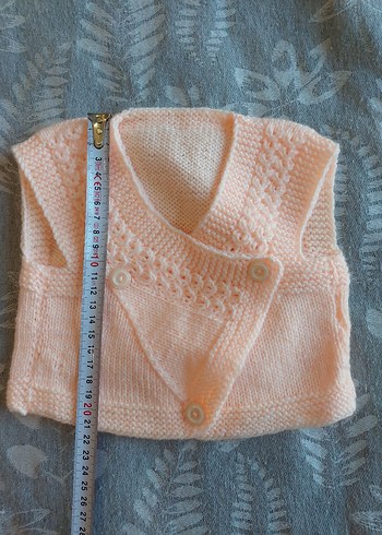 Kız Çocuk Bej Kolsuz Örgü Süveter - Görsel 2