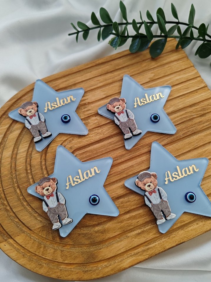 Ay Yıldızlı Aslan Yazılı Mavi Magnet - Görsel 2