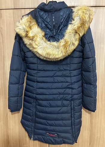 Kadın Koyu Mavi Midi Kışlık Mont - Görsel 3