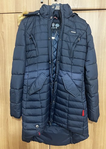 Kadın Koyu Mavi Midi Kışlık Mont - Görsel 2