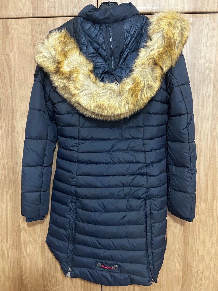 Kadın Koyu Mavi Midi Kışlık Mont - Görsel 3