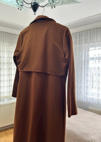 Kadın Kahverengi Süet Uzun Trençkot - Görsel 4