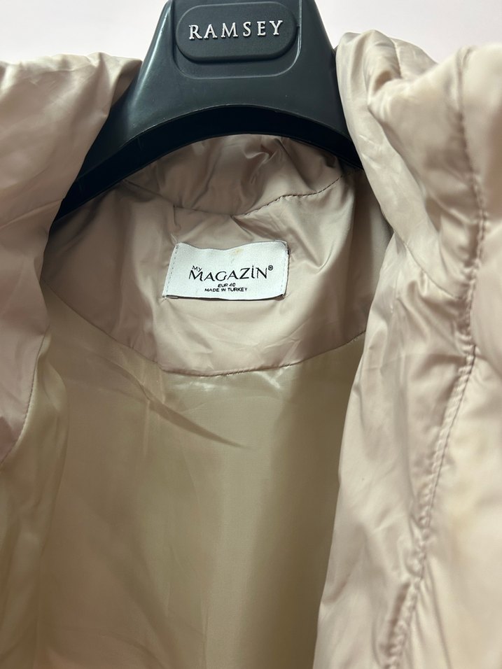 Suni Kürklü Uzun Bej Kadın Yelek - Görsel 4