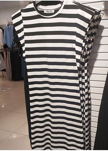 m Beden Çizgili elbise midi boy s-m/m-l bedenleri mevcut