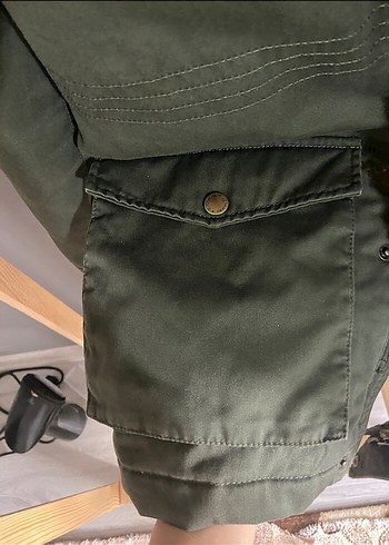 11-12 Yaş Beden haki Renk Erkek Çocuk Haki Kamuflaj Düğmeli Mont