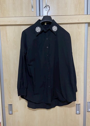 Nakışlı Siyah Uzun Kollu Gömlek - Görsel 4