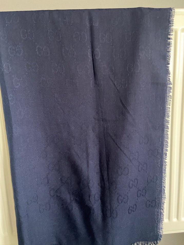 Kendinden desenli Lacivert Şal - Görsel 3