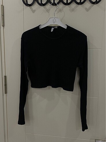 H&M siyah uzun kollu crop