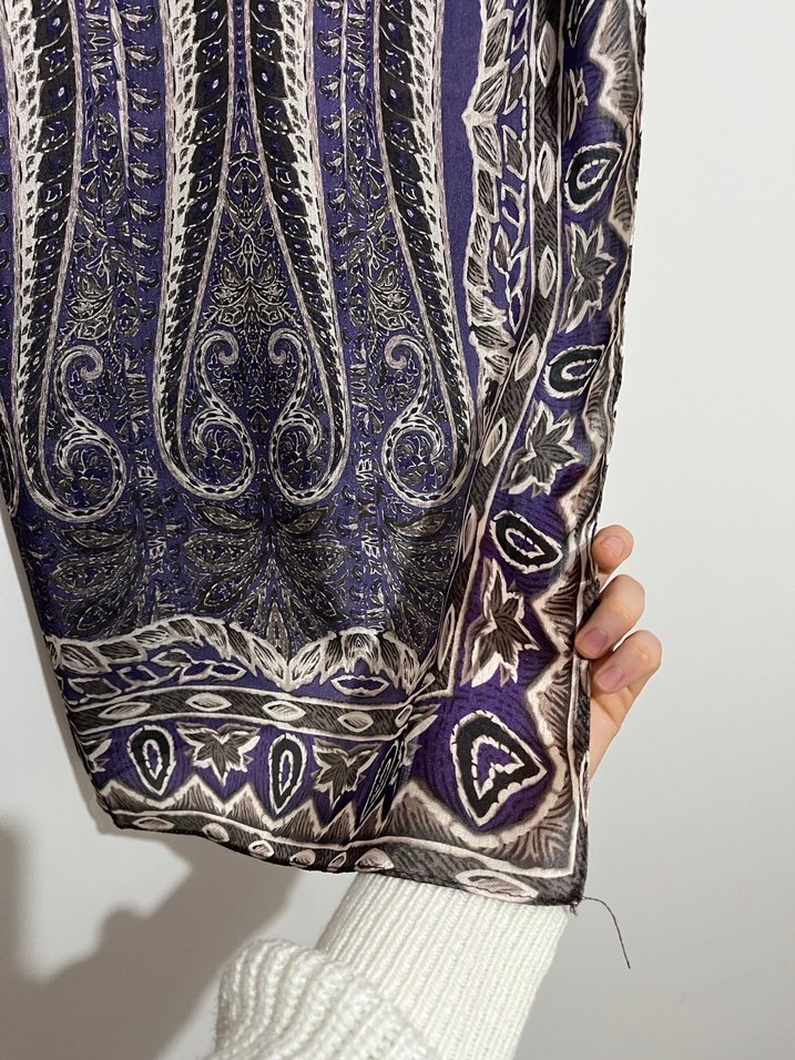 Bohem Mor Gri Desenli Kadın şal - Görsel 2