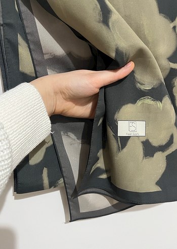 Kadın Koyu Haki İpek Şal - Görsel 2