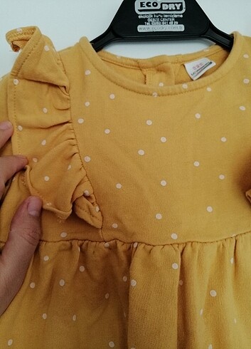 18-24 Ay Beden LCW Kız Bebek Sarı Puantiyeli Elbise 