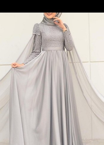 toz pembe Drapeli Uzun Abiye Elbise - Görsel 3