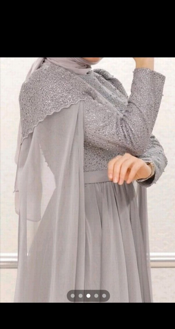 toz pembe Drapeli Uzun Abiye Elbise - Görsel 4