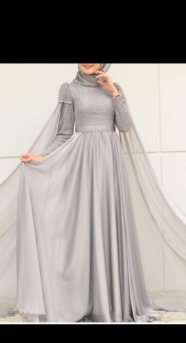 toz pembe Drapeli Uzun Abiye Elbise - Görsel 3