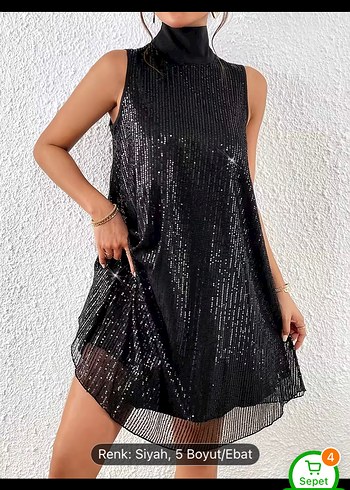 Siyah Payetli Mini Gece Elbisesi - Görsel 2