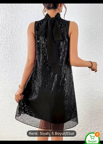 Siyah Payetli Mini Gece Elbisesi - Görsel 5