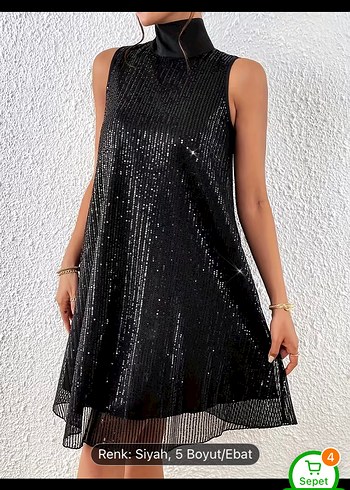 Siyah Payetli Mini Gece Elbisesi - Görsel 3