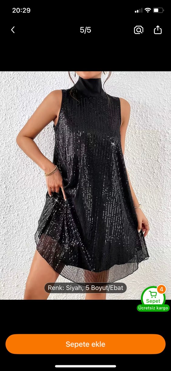 Siyah Payetli Mini Gece Elbisesi - Görsel 2