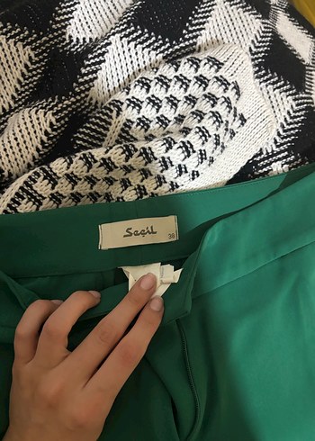Seçil Kadın Yeşil Salaş Midi Kumaş Pantolon