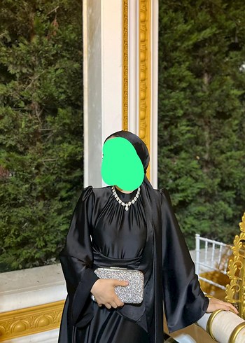Siyah Uzun Drapeli Gotik Kadın Elbise abiye saten