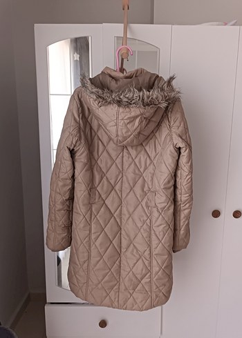 Düğmeli Bej Midi Kadın Mont - Görsel 4