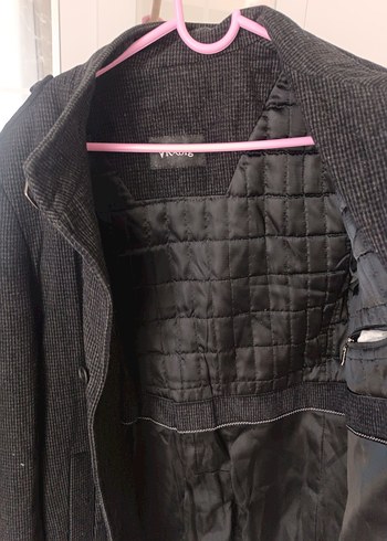 Düğmeli Koyu Gri Erkek Kaban - Görsel 3