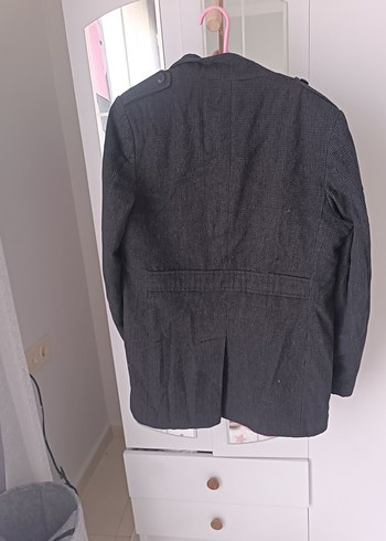 Düğmeli Koyu Gri Erkek Kaban - Görsel 4