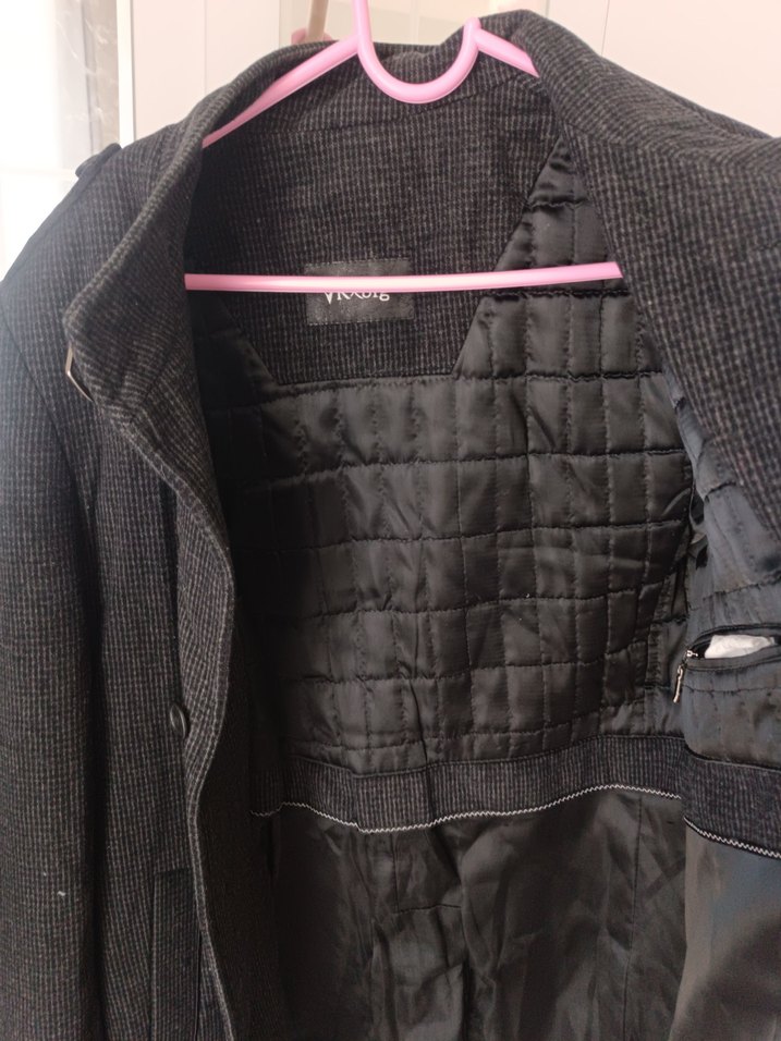 Düğmeli Koyu Gri Erkek Kaban - Görsel 3