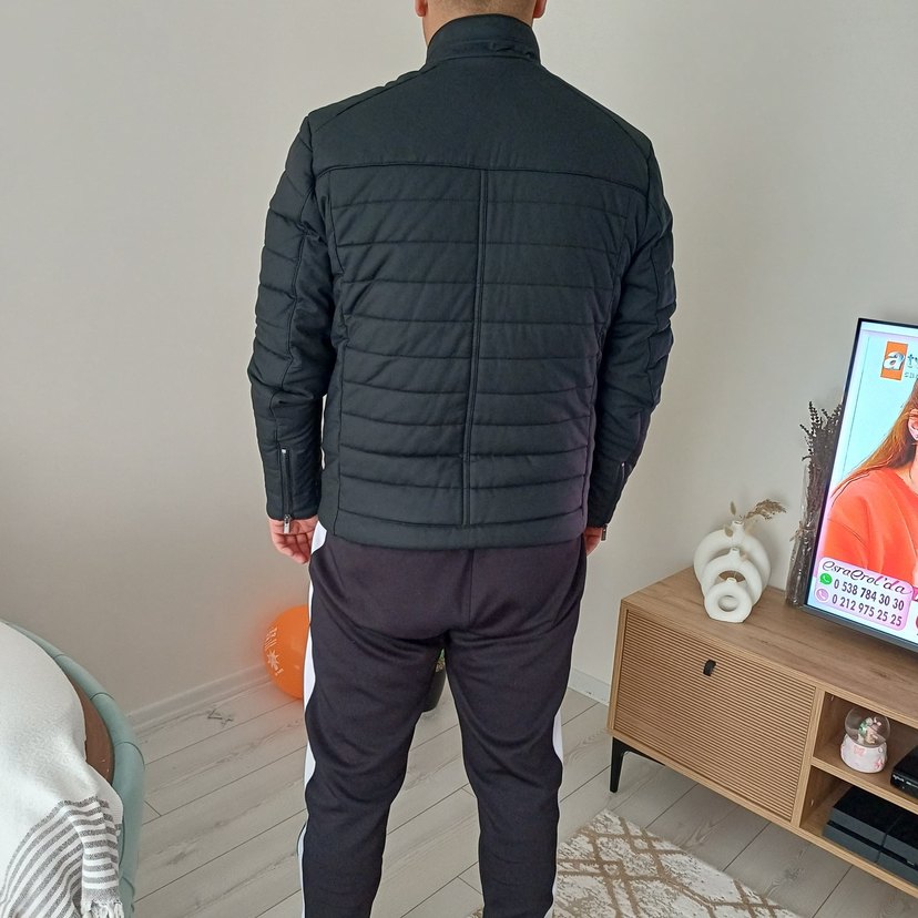 LCW Siyah Erkek Deri görünümlü mont - Görsel 5