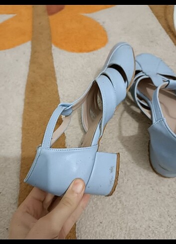 Bebe mavisi kısa topuklu ayakkabı  - Görsel 5
