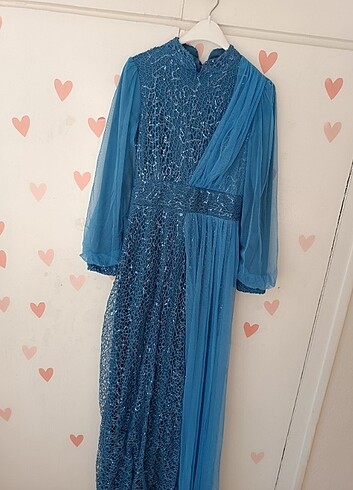 Mavi tesettür abiye - Görsel 5