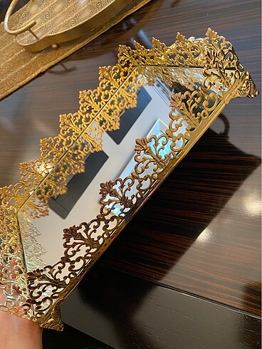 aynalı gold tepsi