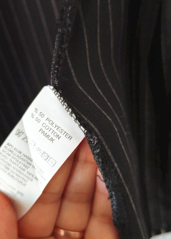 m Beden Gri Çizgili Kadın Midi Blazer