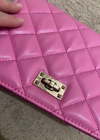 Mango Pembe Deri Kapitone Kadın Çanta