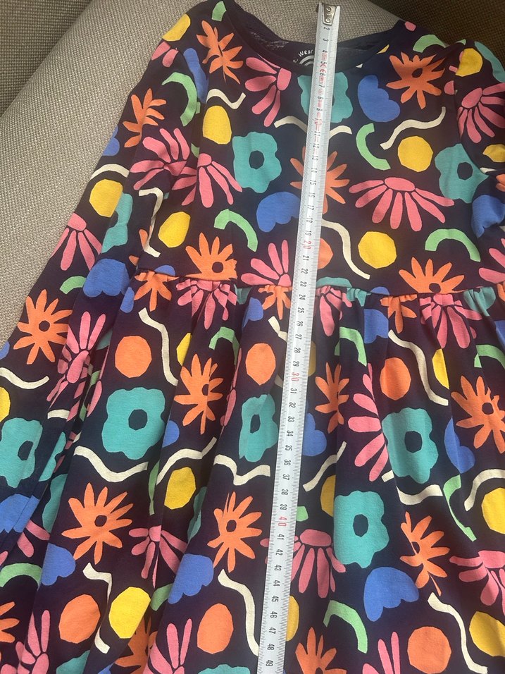 Çiçek Desenli Renkli Kız Elbisesi - Görsel 4