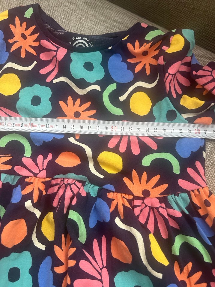 Çiçek Desenli Renkli Kız Elbisesi - Görsel 3
