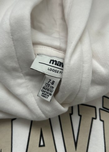 Beyaz Kapüşonlu Mavi Baskılı Sweatshirt - Görsel 3