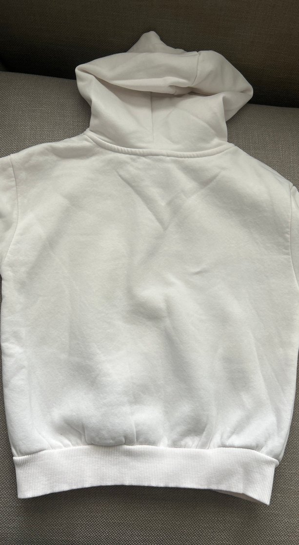 Beyaz Kapüşonlu Mavi Baskılı Sweatshirt - Görsel 4