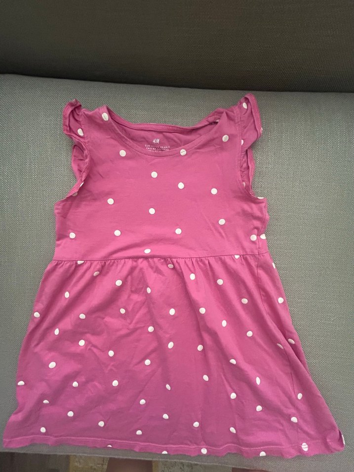 Kolsuz Pembe Puantiyeli Kız Elbisesi - Görsel 2