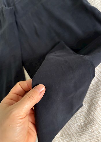 Kadın Siyah Keten Salaş Kumaş Pantolon - Görsel 4