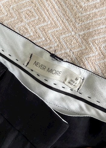 Kadın Siyah Keten Salaş Kumaş Pantolon - Görsel 13